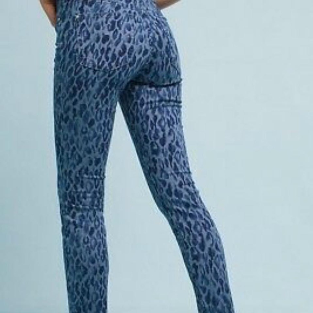 Pilcro Letterpress Blue Leopard Print Skinny Jeans